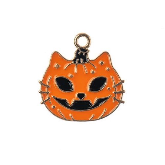 Picture of Sweet & Petite Halloween Charms, 20x20mm Cat Face Pumpkin, 8 pieces
