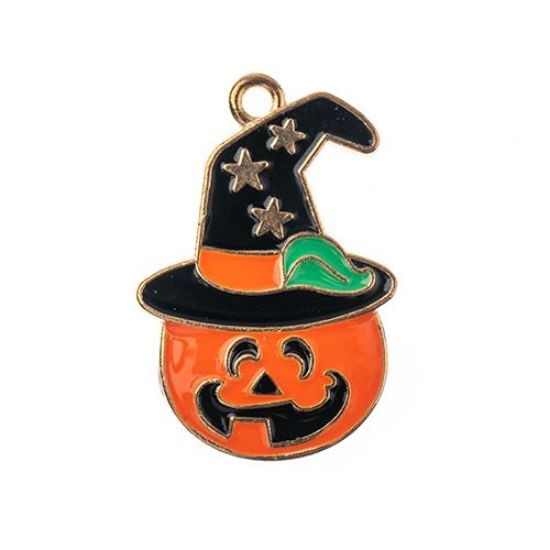 Picture of Sweet & Petite Halloween Charms, 30x25.5mm Pumpkin Witch, 4 pieces