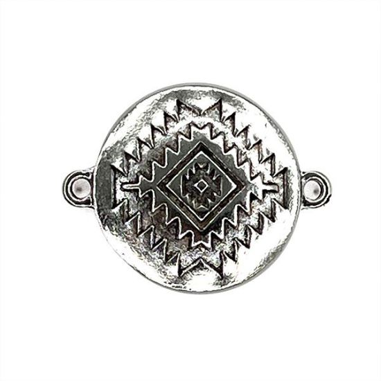 Picture of Rug Pattern Link Concho Silver Plated 25mm<br/>10 Conchos