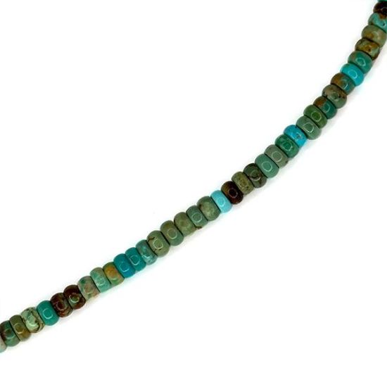 Picture of Stabilized Turquoise Blue/Green Heishi 4mm, 16" Bead Strand