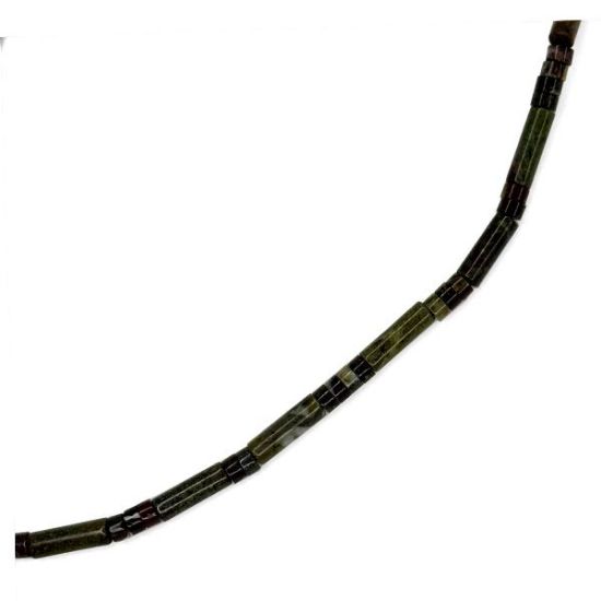 Picture of Dragon Blood Jasper Heishi & Tube Beads 4mm, 16" Strand