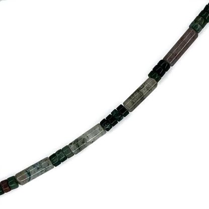 Picture of Moss Agate Heishi & Tube Beads, 4mm 16" Strand