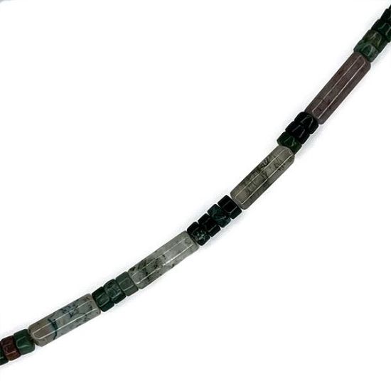 Picture of Moss Agate Heishi & Tube Beads, 4mm 16" Strand