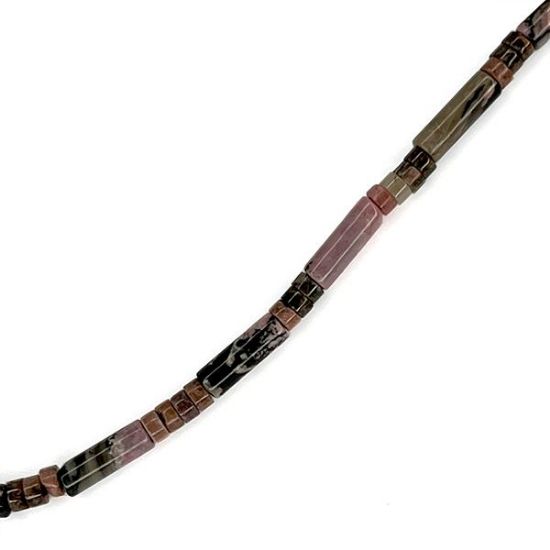 Picture of Rhodonite Heishi & Tube Beads 4mm, 16" Strand