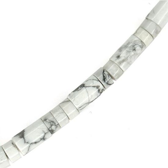 Picture of White Howlite Heishi & Tube Beads, 6mm, 16" Strand