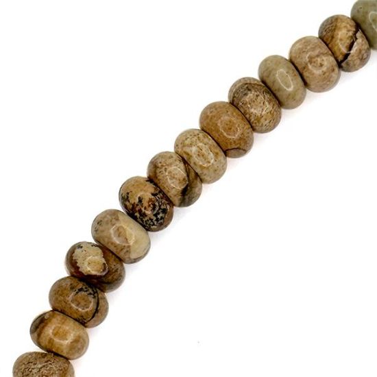 Picture of Picture Jasper Rondelle Beads 8mm, 15" Strand