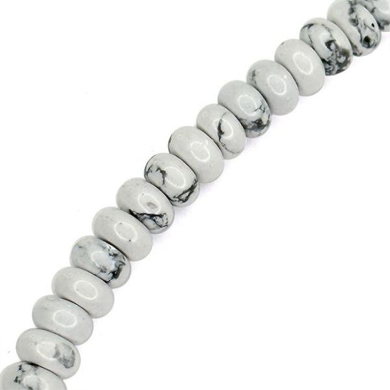 Picture of White Howlite Rondelle Beads 8mm, 15" Strand