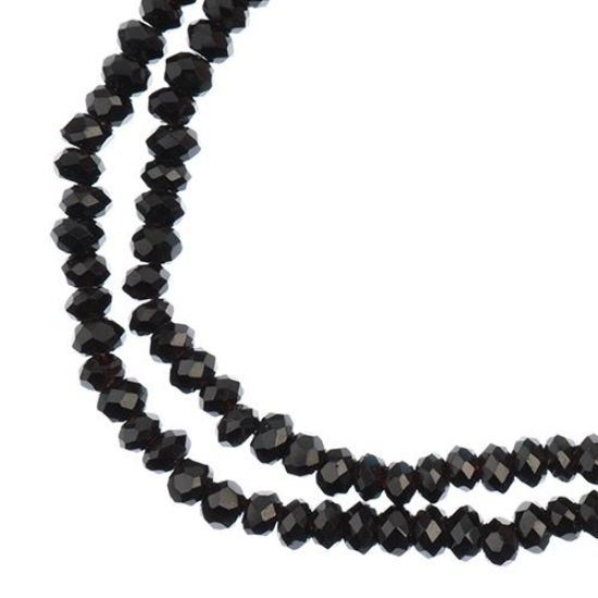 Picture of Crystal Lane 1.5x2.5mm Opaque Black Rondelle, 2 Strand 7" Strands