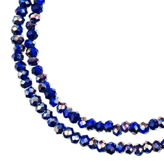 Picture of Crystal Lane 1.5x2.5mm Opaque Dark Sapphire w/Half Multi-Color Rondelle, 2 Strand 7" Strands