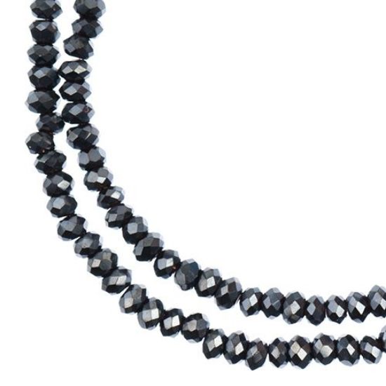 Picture of Crystal Lane 1.5x2.5mm Opaque Gunmetal Luster Rondelle, 2 Strand 7" Strands