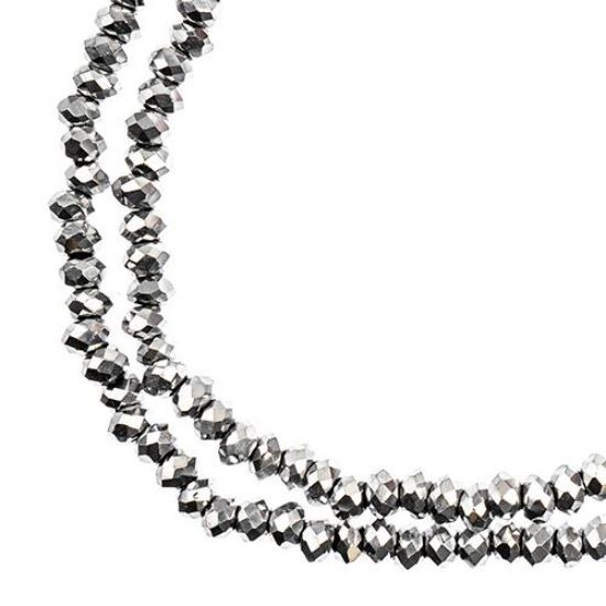 Picture of Crystal Lane 1.5x2.5mm Opaque Silver Iris Rondelle, 2 Strand 7" Strands
