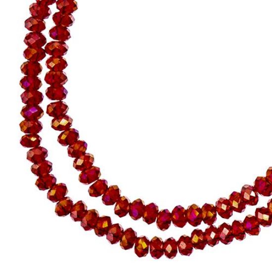 Picture of Crystal Lane 1.5x2.5mm Transparent Red Aurora Borealis Rondelle, 2 Strand 7" Strands
