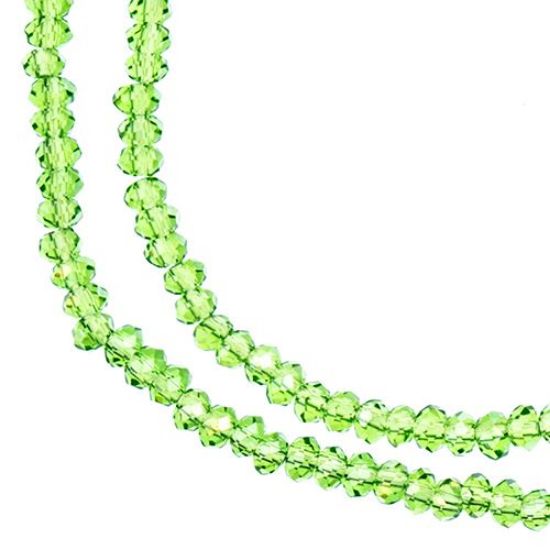 Picture of Crystal Lane 1.5x2.5mm Transparent Green Aurora Borealis Rondelle, 2 Strand 7" Strands