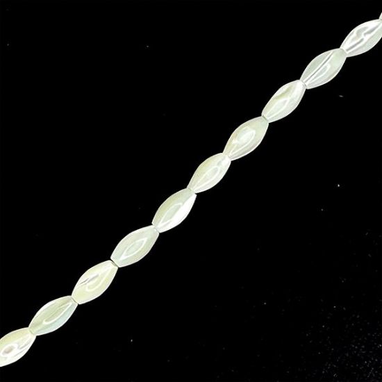 Picture of Mother Of Pearl Rice Beads 6x12mm 16" Strand