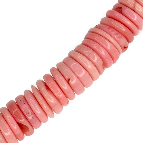 Picture of Bamboo Coral Pink Disc Beads 8-10mm 16" Strand