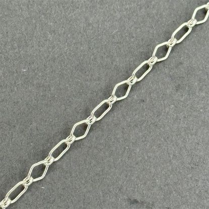 Picture of Sterling Silver Long And Short Diamond/Rectangle Bulk Chain 3.65mm, Sold by the Foot