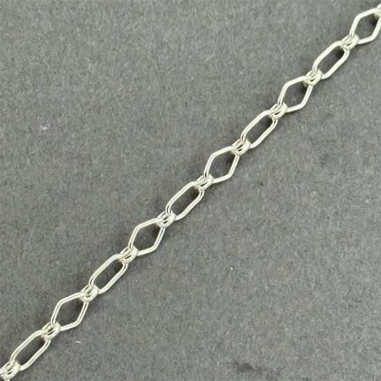 Picture of Sterling Silver Long And Short Diamond/Rectangle Bulk Chain 3.65mm, Sold by the Foot