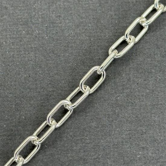 Picture of Sterling Silver Rectangle Cable Bulk Chain 4.9mm, Sold by the Foot