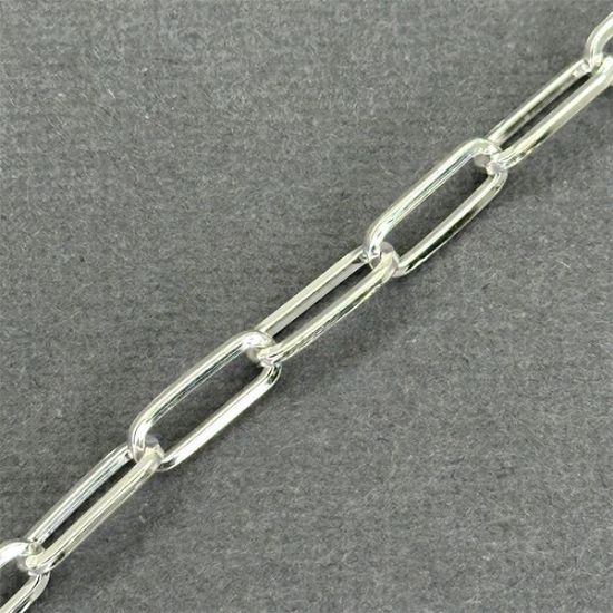 Picture of Sterling Silver Rectangle Cable Bulk Chain 5mm, Sold by the Foot