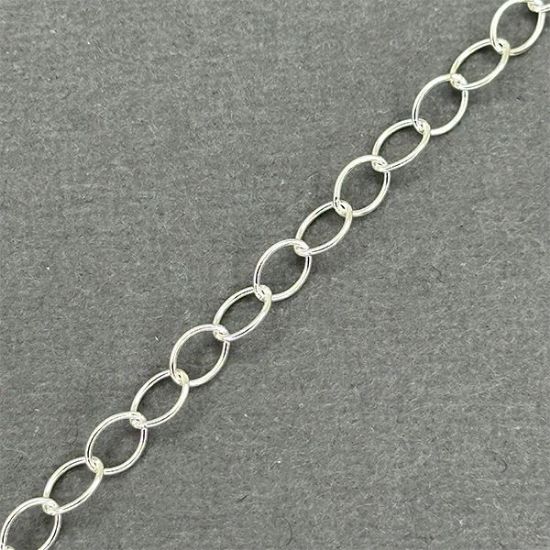 Picture of Silver Plated Cable Bulk Chain 4.8mm, Sold per 4 Foot Lengths. IMPORTED ECONOMY QUALITY CHAINS: DUE TO THE PRICE, THIS ITEM VARIES IN LENGTH AND SIZE, NO REFUNDS OR EXCHANGES.