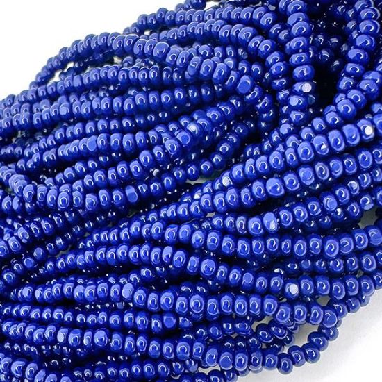 Picture of Size 13 Cut Czech Seed Bead, Opaque Deep Blue, Sold by the Hank