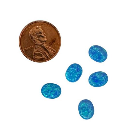 Picture of Imitation Blue Opal, Oval Cabochon, 7x9mm