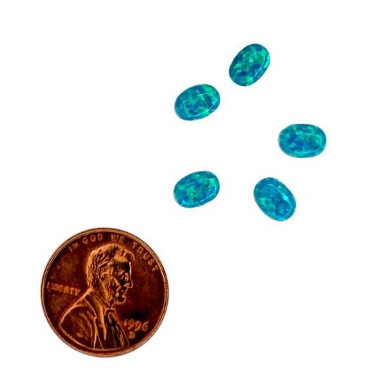 Picture of Imitation Tiffany Blue Opal, Oval Cabochon, 5x7mm