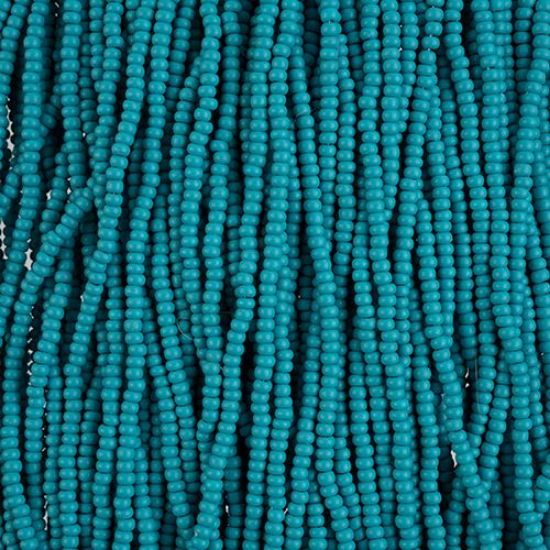 Picture of Size 10/0, Preciosa Czech Seed Beads, PermaLux Dyed Chalk Teal Matte, Sold by the Hank