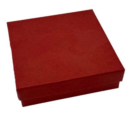 Picture of Brick Red Cotton Filled Gift Box, 3-1/2" W x 3-1/2" L x 1" H, Sold individaully.