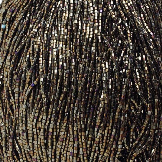 Picture of 2-Cut Size 10/0, Preciosa Czech Seed Bead, Opaque Brown Aurora Borealis, Sold by the Hank