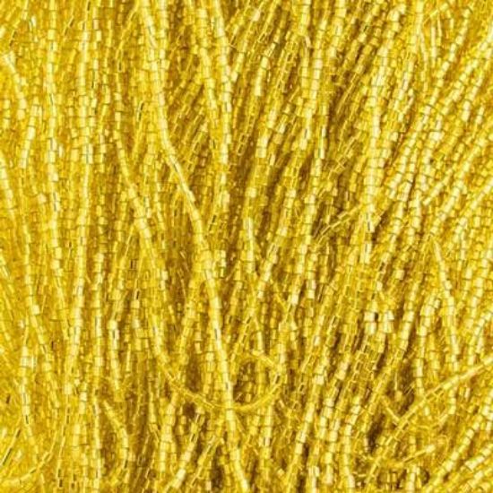 Picture of 2-Cut Size 10/0, Preciosa Czech Seed Bead, Silver-Lined Yellow, Sold by the Hank