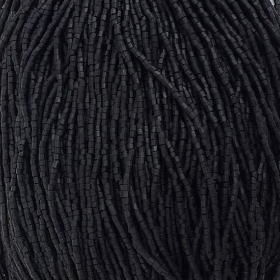 Picture of 2-Cut Size 10/0, Preciosa Czech Seed Bead, Black Matte, Sold by the Hank