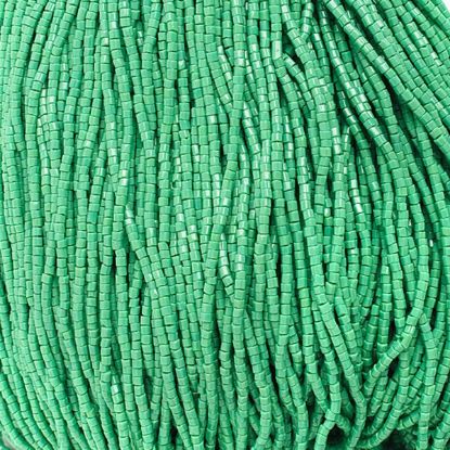 Picture of 2-Cut Size 10/0, Preciosa Czech Seed Bead, Opaque Green Aurora Borealis, Sold by the Hank