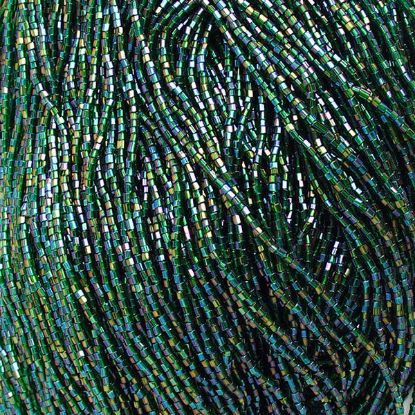 Picture of 2-Cut Size 10/0, Preciosa Czech Seed Bead, Transparent Green Aurora Borealis, Sold by the Hank