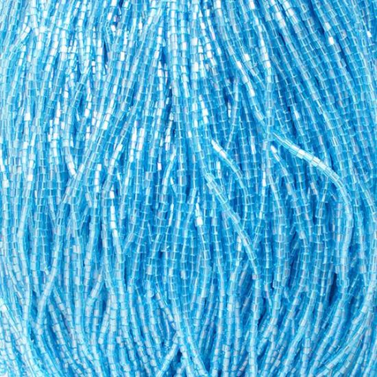 Picture of 2-Cut Size 10/0, Preciosa Czech Seed Bead, Transparent Light Aqua Aurora Borealis, Sold by the Hank