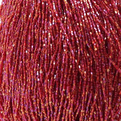 Picture of 2-Cut Size 10/0, Preciosa Czech Seed Bead, Transparent Red Aurora Borealis, Sold by the Hank