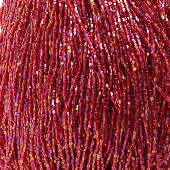 Picture of 2-Cut Size 10/0, Preciosa Czech Seed Bead, Transparent Red Aurora Borealis, Sold by the Hank