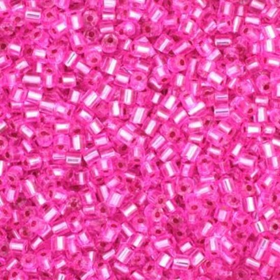 Picture of 2-Cut Size 10/0, Preciosa Czech Seed Bead, Silver-Lined Fuchsia Dyed, Sold by the Hank