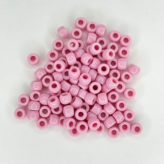 Picture of Plastic Opaque Pink Crow Beads 9x6mm<br />100 Beads