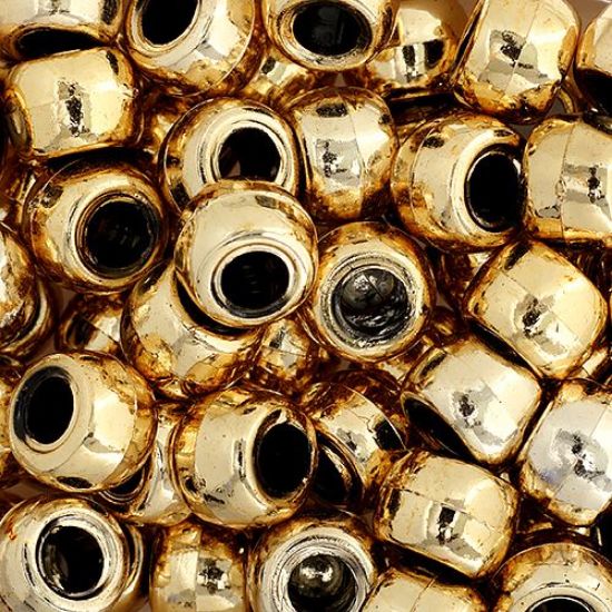 Picture of Plastic Metallic Gold Opaque Crow Beads, 9x6mm<br />100 Beads