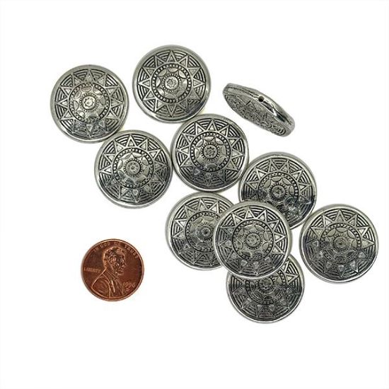 Picture of Silver Plated Indian Star Oxidized Beads 24mm,10 Beads