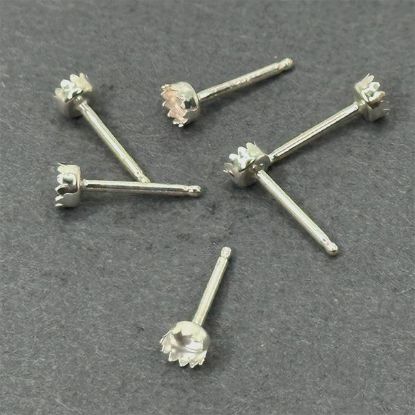 Picture of Sterling Silver 3mm Bezel Cup, Ear Post .036" x 3/8", Sold Per Pair