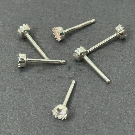 Picture of Sterling Silver 3mm Bezel Cup, Ear Post .036" x 3/8", Sold Per Pair