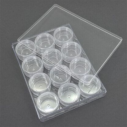 Picture of Storage Organizer with 12 Stackable Clear Jars, 6.4" x 4.8" x 1"