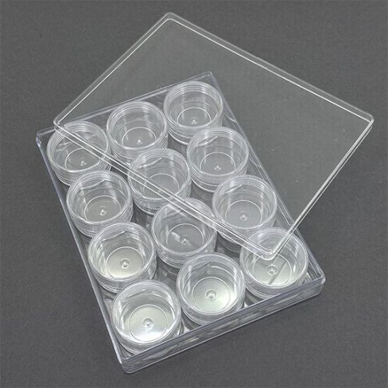 Picture of Storage Organizer with 12 Stackable Clear Jars, 6.4" x 4.8" x 1"