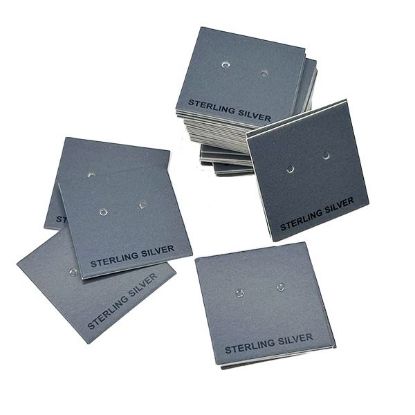 Picture of Grey Earring Card with "Sterling Silver", 1" x 1", Sold per pkg of 100