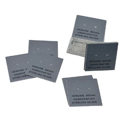 Picture of Grey Earring Card with "Genuine Indian Hand Crafted Sterling Silver", 1" x 1", Sold per pkg of 100