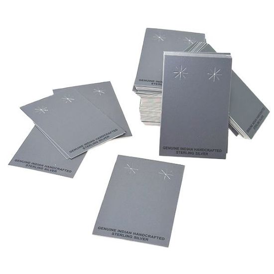 Picture of Grey Earring Card with "Genuine Indian Hand Crafted Sterling Silver", 2-3/8" x 3-1/2", Sold per pkg 100