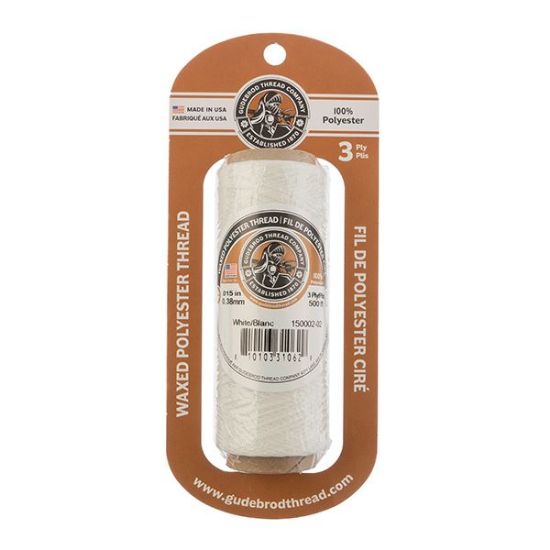 Picture of White Wax Poly Thread 500 Feet .015 Inch