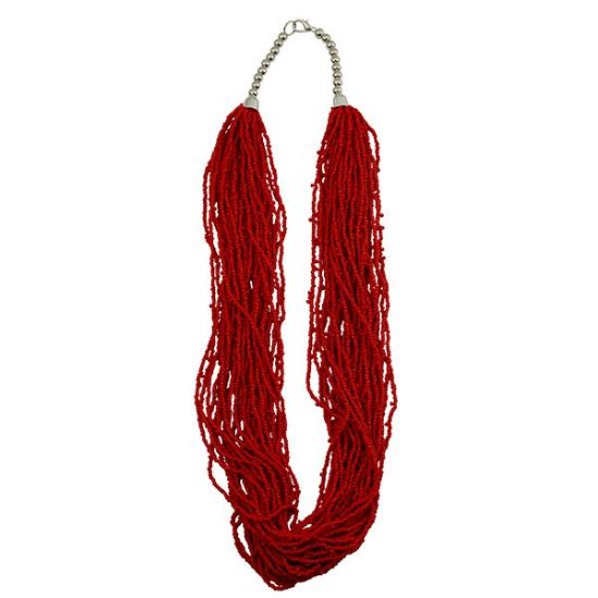 Picture of Multi-Strand Red Seed Bead Necklace